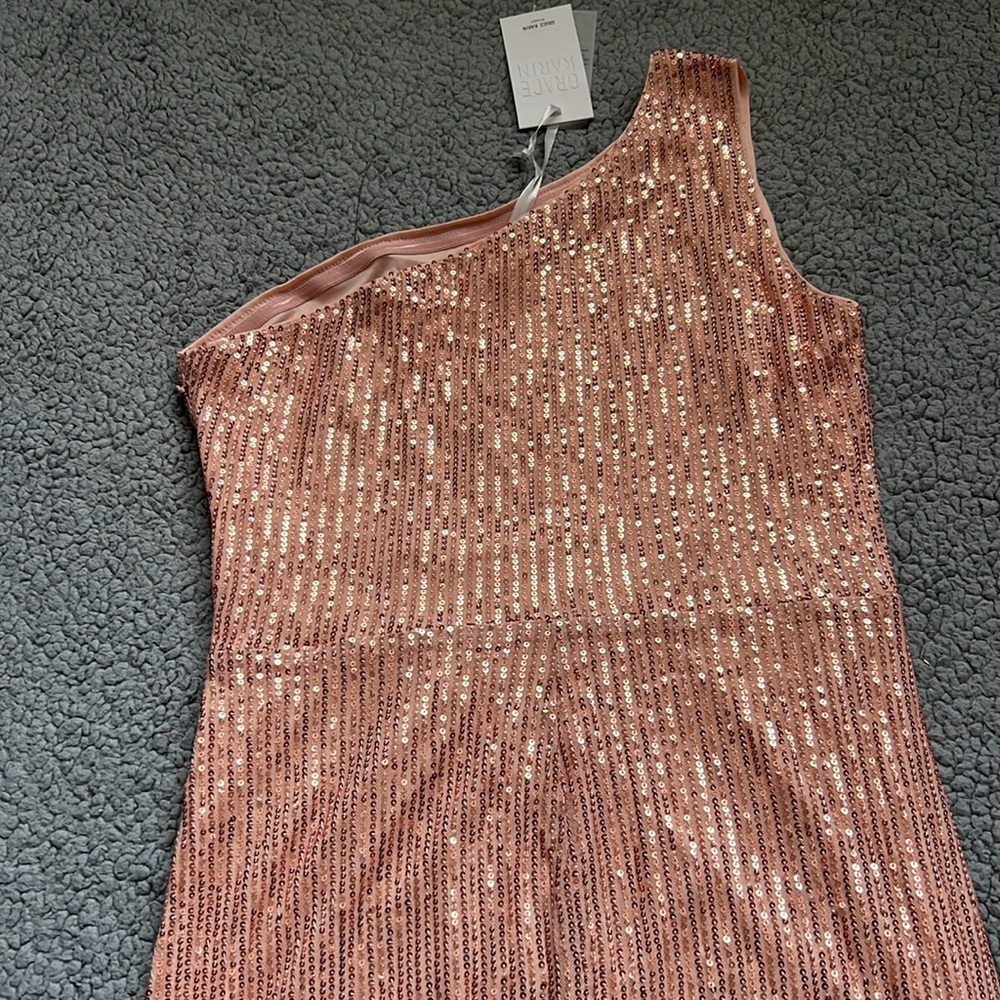 NWT Grace Karin Women's One Shoulder Sequin Lined Wrap Dress - Picture 8 of 9